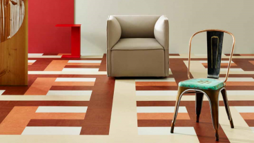 Marmoleum Marmoleum verwerkt in een blokmotief.